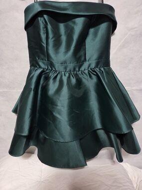 B Darlin Dark Emerald Satin Strapless Party Dress